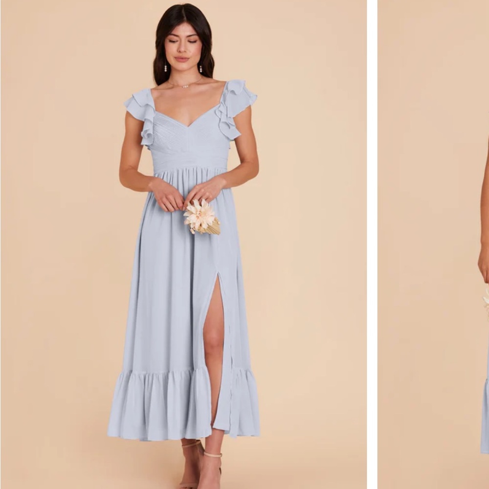 Elegant Light Blue Ruffle Maxi Dress